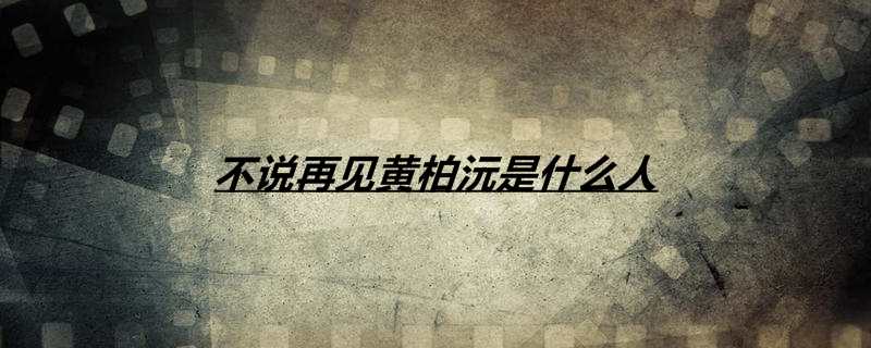不说再见黄柏沅是什么人